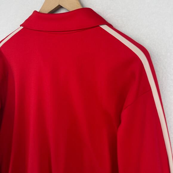 ADIDAS Jacket Mens L Trefoil Full Zip Retro Track Varsity 3 Stripe Nylon Red VTG - Picture 8 of 13